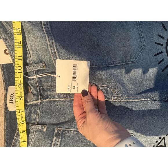 NWT JBD Custom Hand Painted Evil Eye stretch wide leg jeans sz 28 - Picture 3 of 5